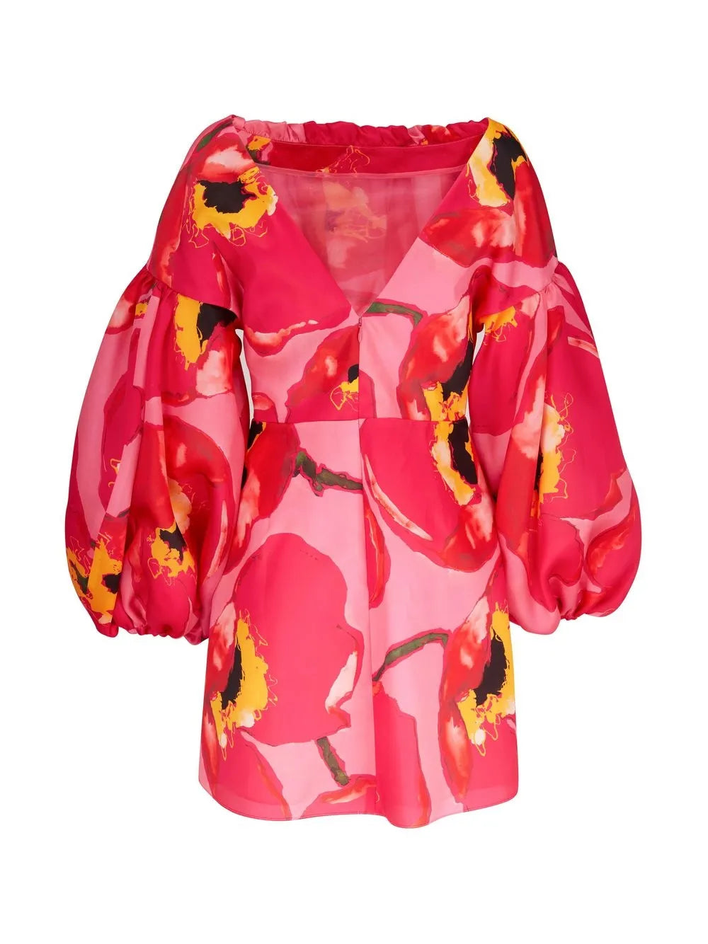 Puff-Sleeved Floral Mini Dress