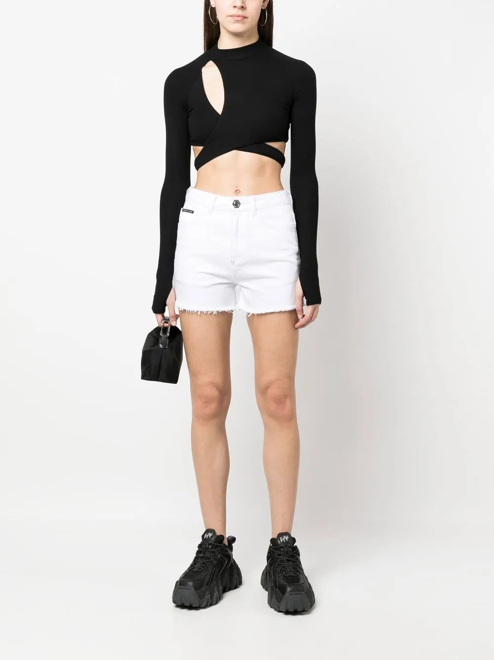 Raw-Edge Denim Shorts