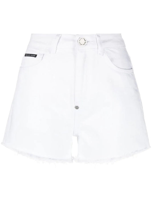 Raw-Edge Denim Shorts