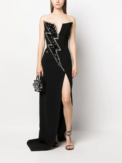 Thunder Crystal-Embellished Gown