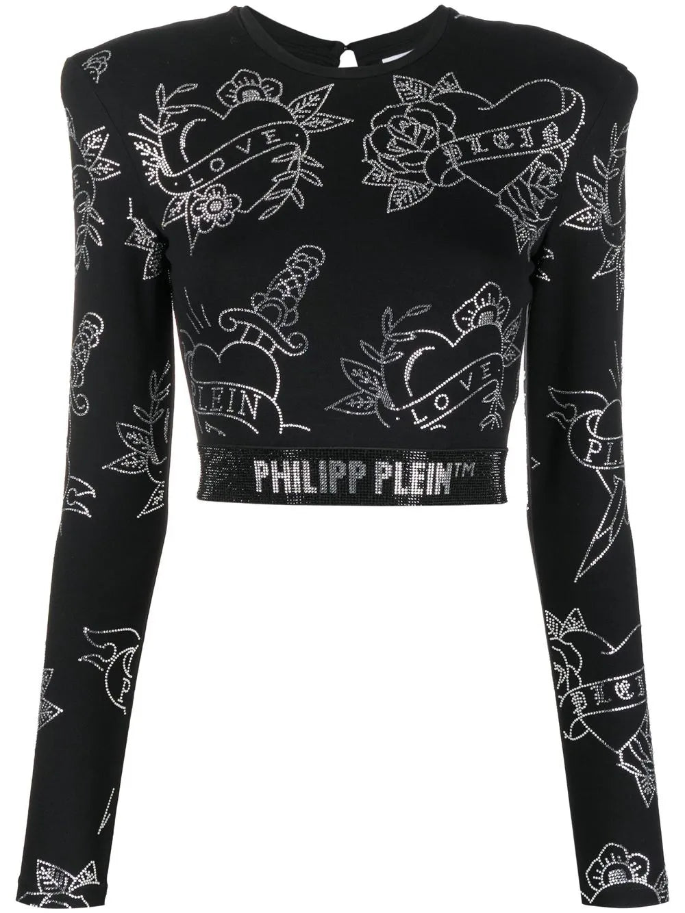 Crystal-Embellished Long-Sleeved Top