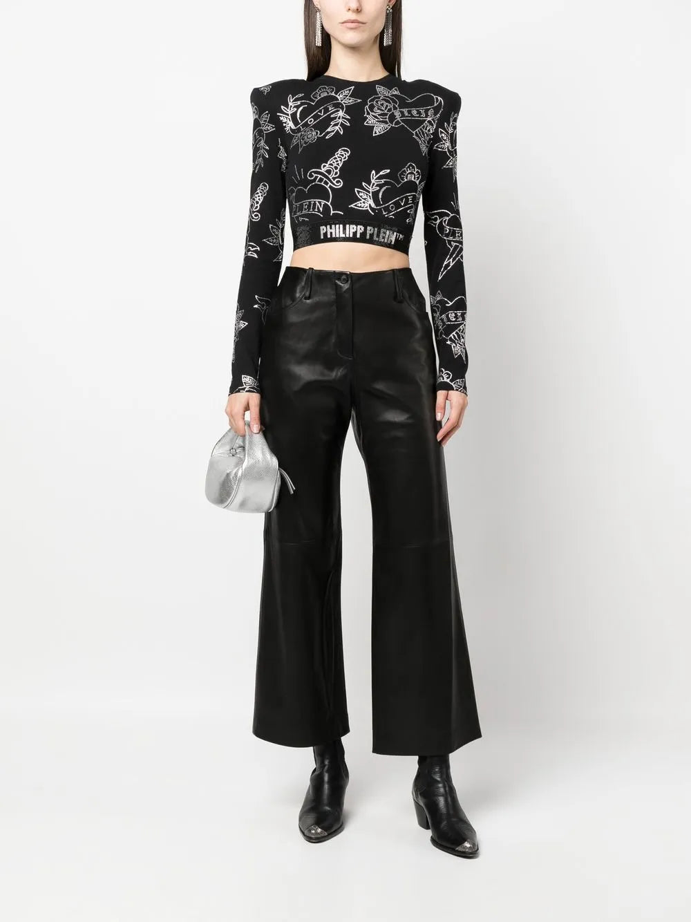 Crystal-Embellished Long-Sleeved Top