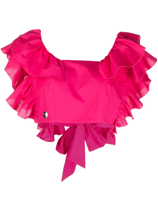 Volant Ruffled Cropped Top