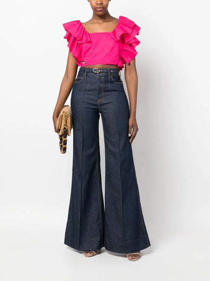 Volant Ruffled Cropped Top