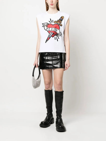 Shoulder-Pads Logo-Print Tank Top