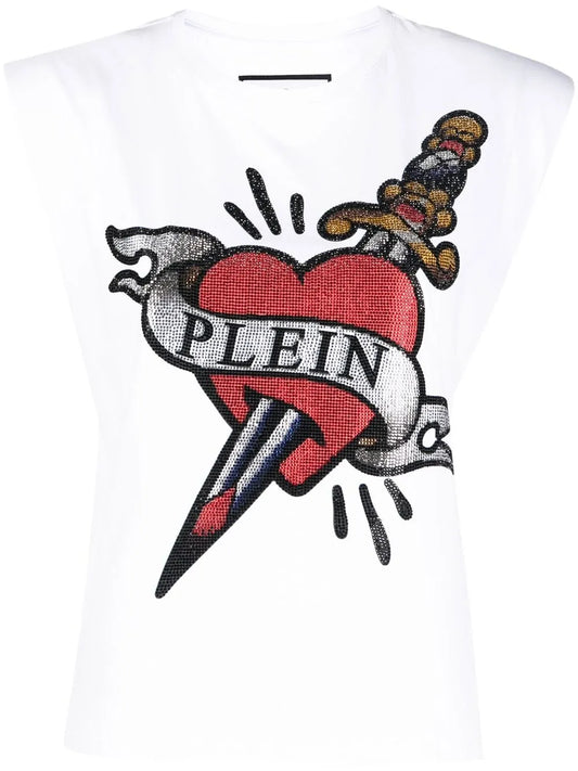 Shoulder-Pads Logo-Print Tank Top