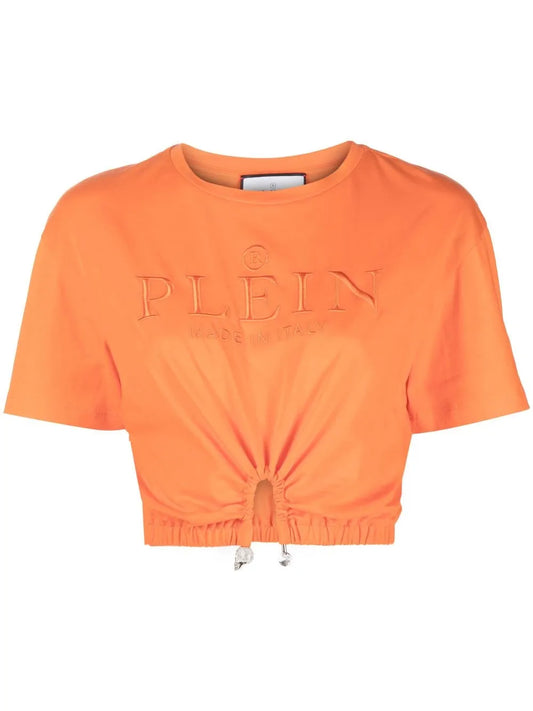 Embroidered-Logo Cropped T-Shirt