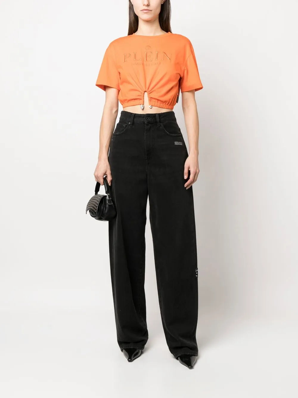 Embroidered-Logo Cropped T-Shirt