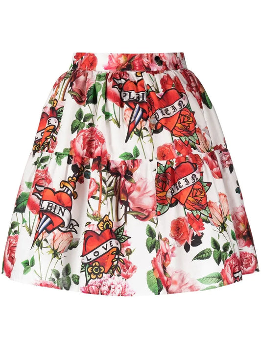 Floral Pleated Mini Skirt