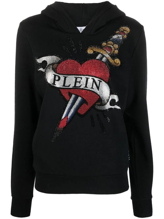Crystal-Embellished Logo Hoodie