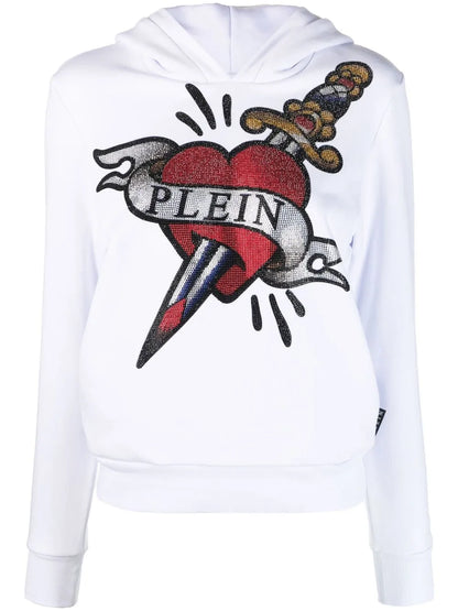 Graphic-Print Cropped Hoodie