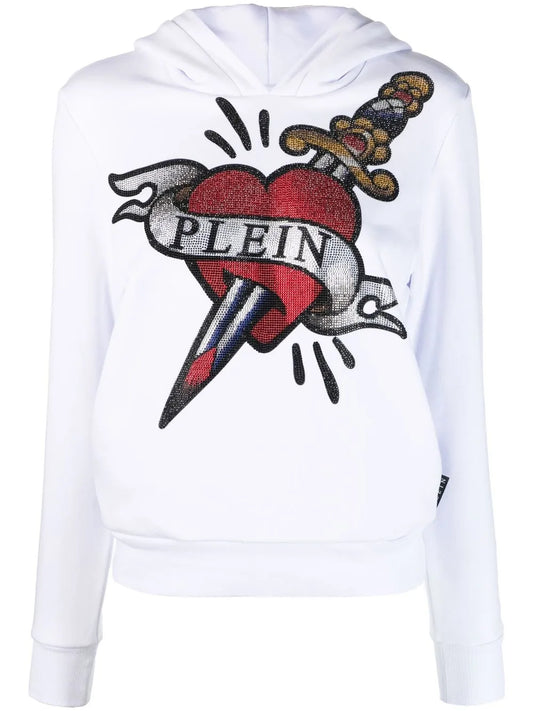Graphic-Print Cropped Hoodie