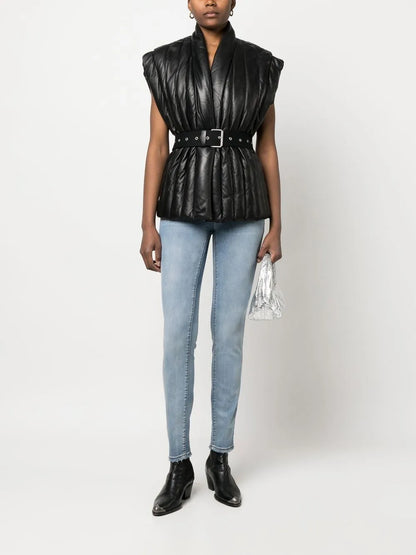 Logo-Patch Stretch-Cotton Denim Leggings
