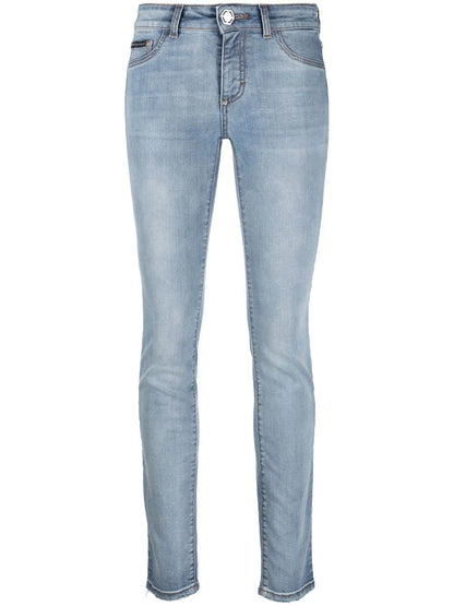 Logo-Patch Stretch-Cotton Denim Leggings