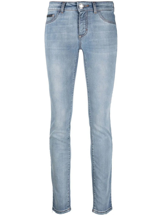 Logo-Patch Stretch-Cotton Denim Leggings