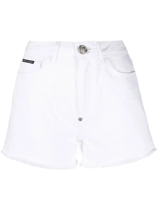 Crystal-Embellished Denim Shorts