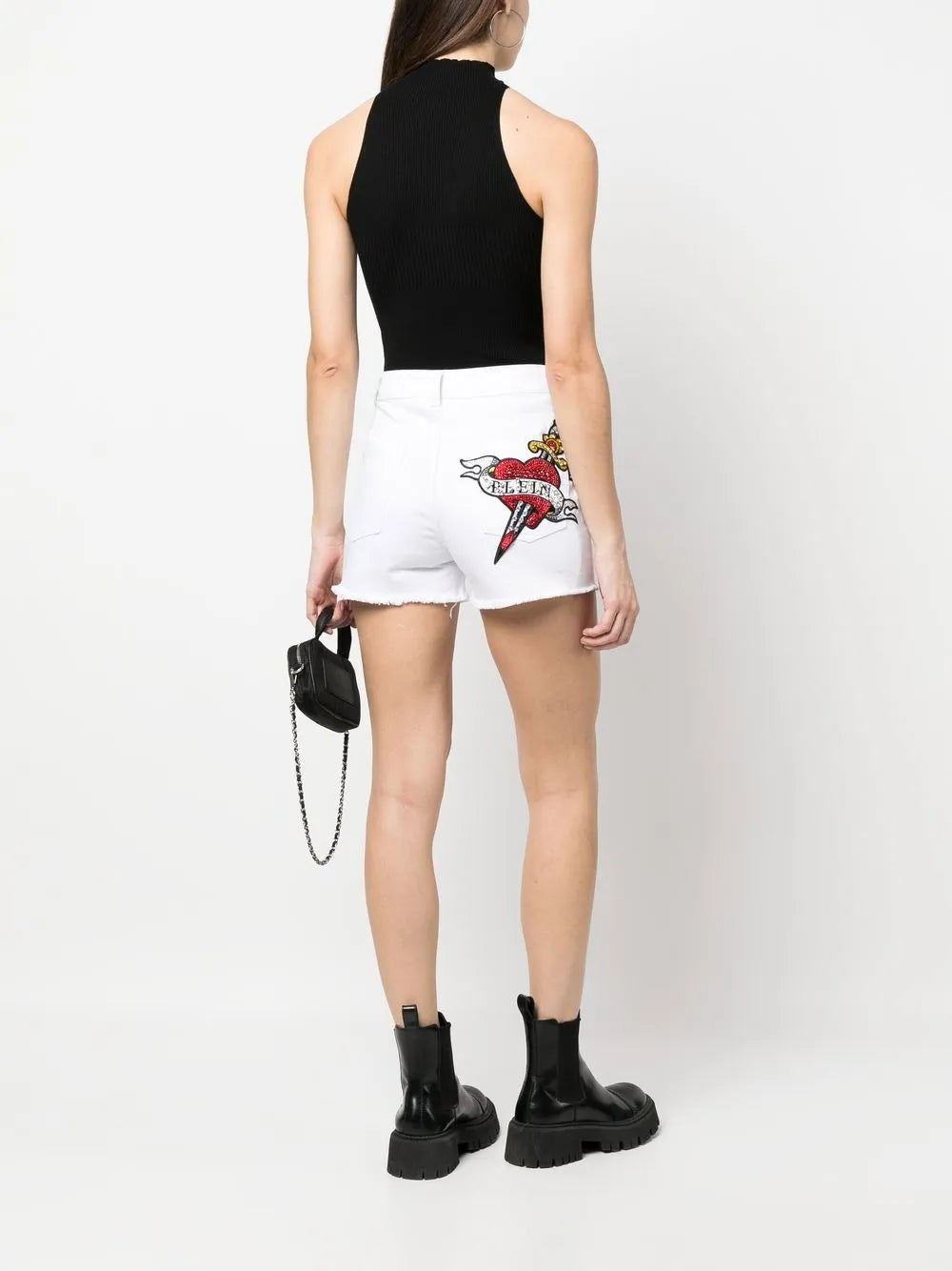 Crystal-Embellished Denim Shorts