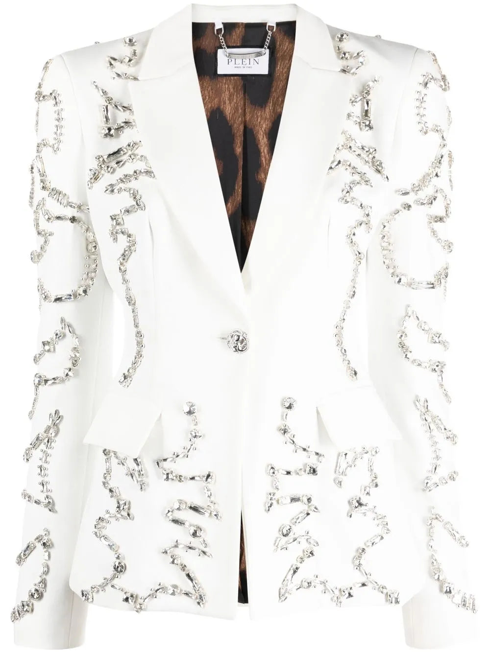 Crystal-Embellished Single-Breasted Blazer
