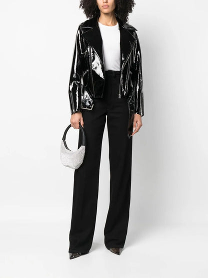 Glossy Faux Leather Jacket