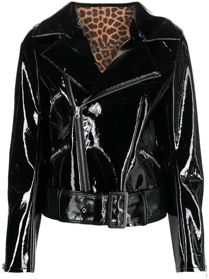 Glossy Faux Leather Jacket