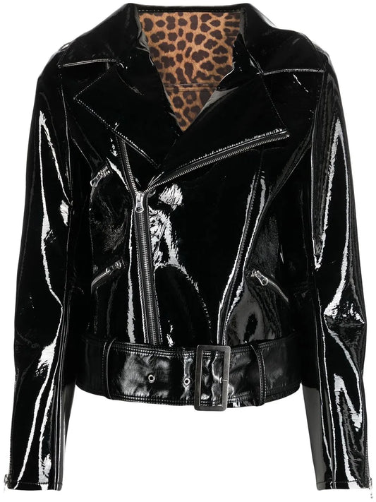 Glossy Faux Leather Jacket