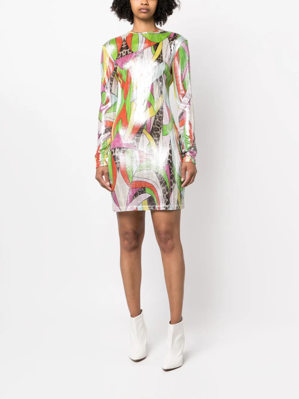 Mix-Print Knitted Minidress