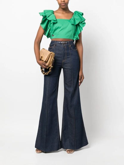 Volant Ruffled Cropped Top