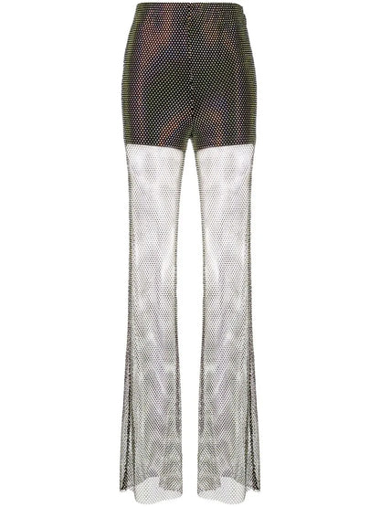 Crystal-Embellished Sheer Trousers