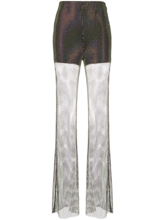 Crystal-Embellished Sheer Trousers