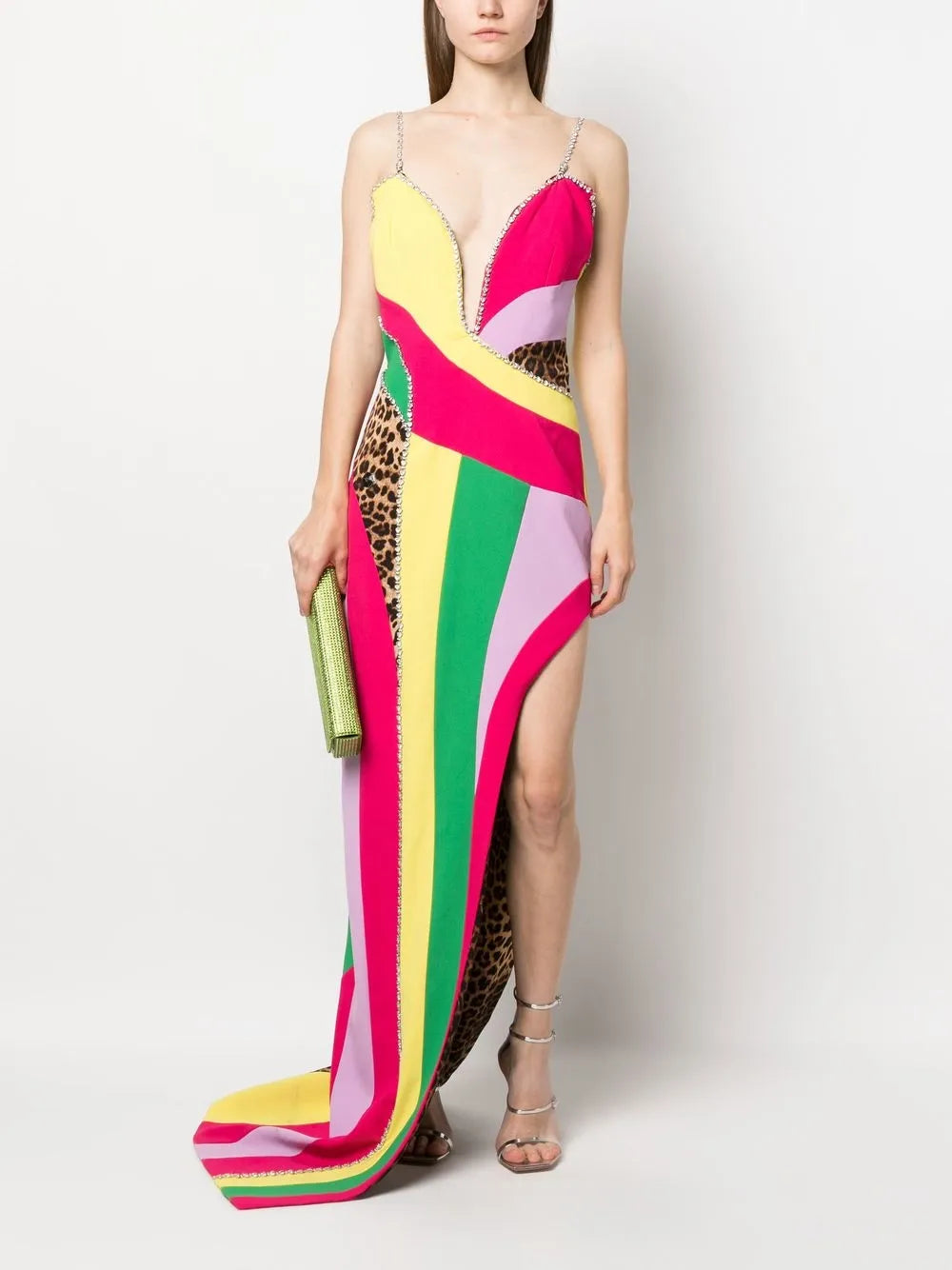 Rainbow-Patchwork Long Dress