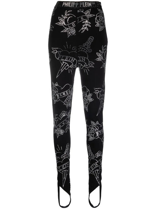Love-Print Stirrup Leggings