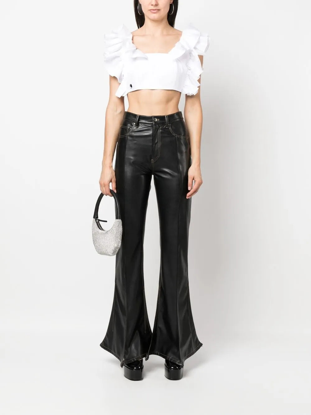 Cropped Ruffle-Trimmed Top