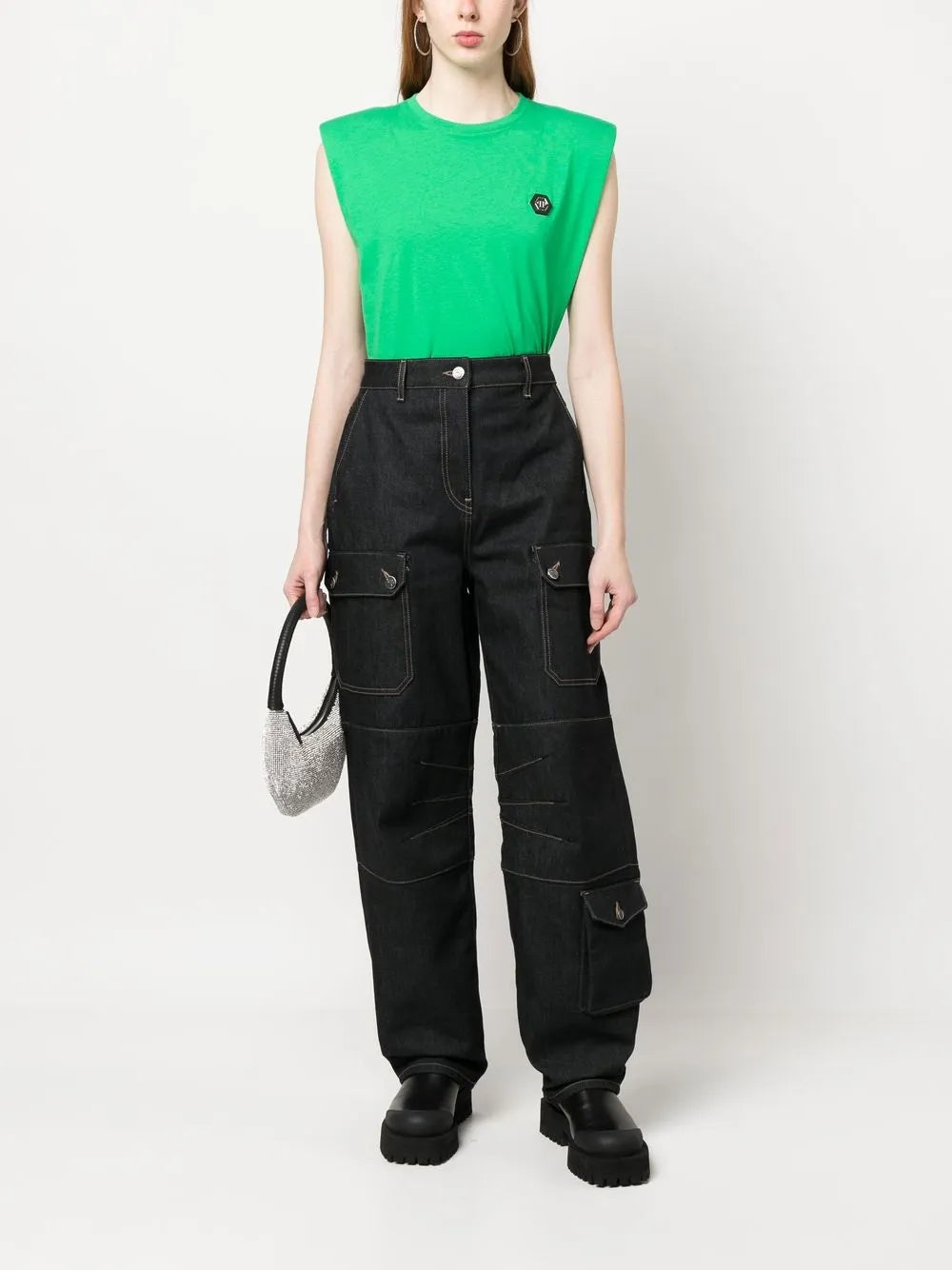 Shoulder-Pads Logo-Patch Tank Top