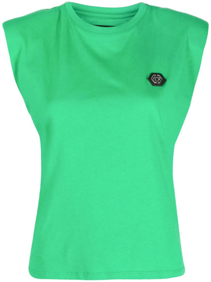 Shoulder-Pads Logo-Patch Tank Top