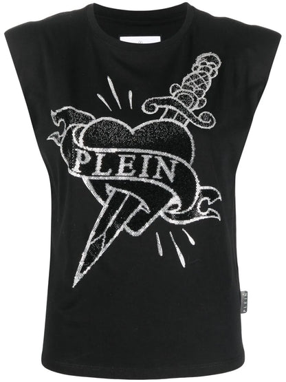 Crystal-Embellished Logo Tank Top