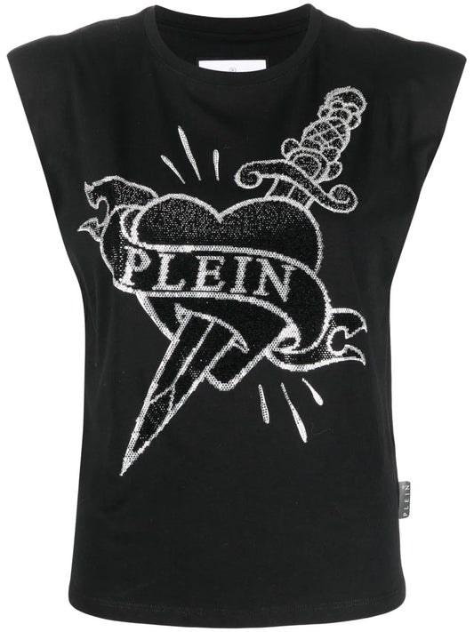 Crystal-Embellished Logo Tank Top