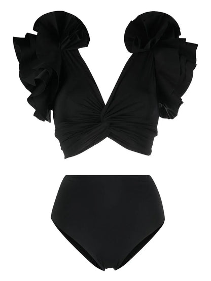 Ruffled V-Neck Swimsuit