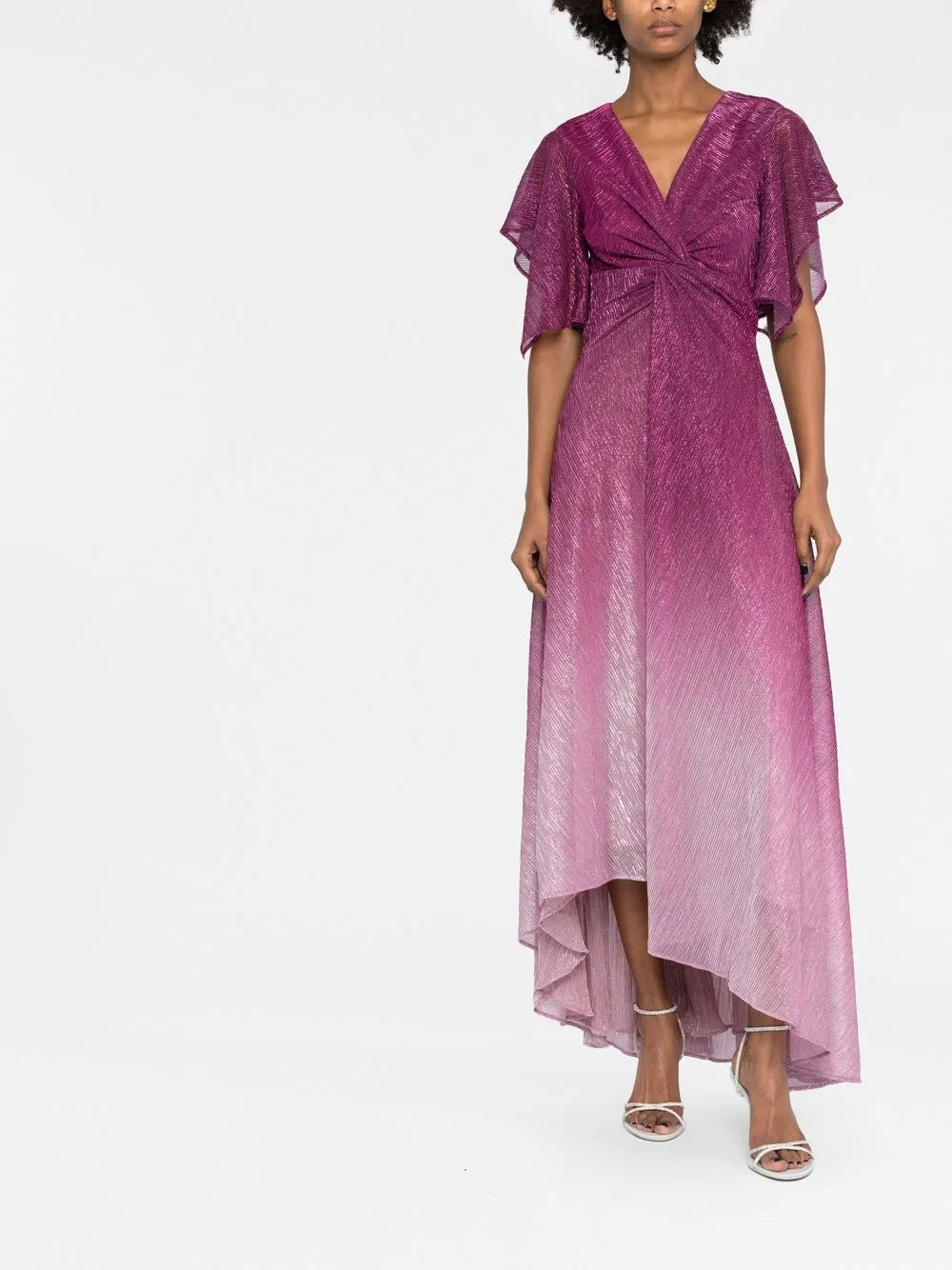 Metallic-Effect Asymmetric Midi Dress