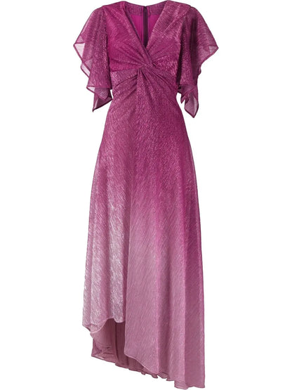 Metallic-Effect Asymmetric Midi Dress