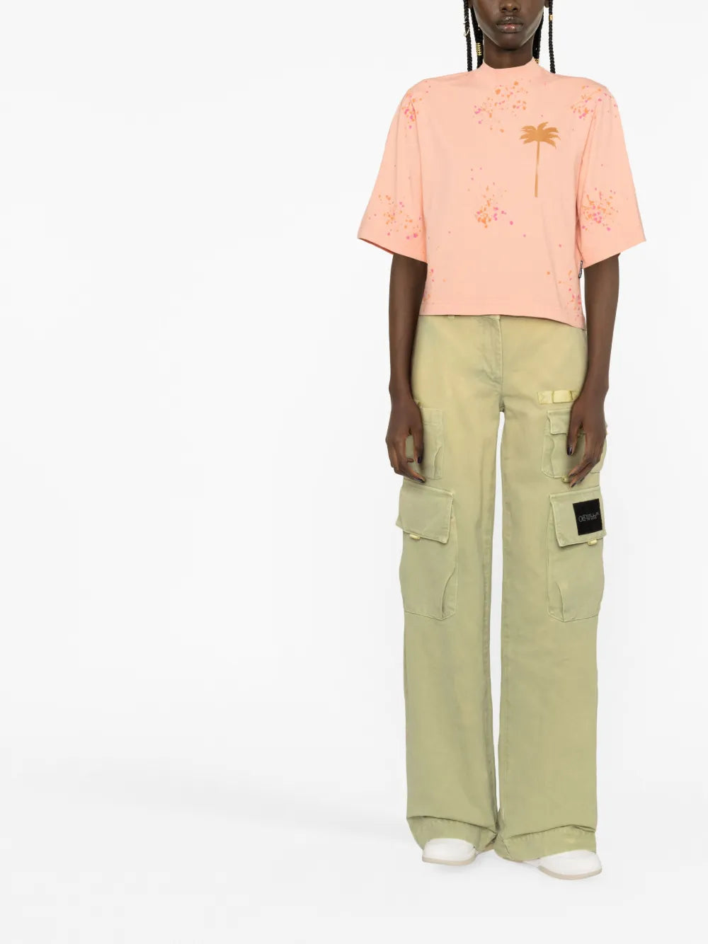 Pxp Palm Tree-Print Cropped T-Shirt