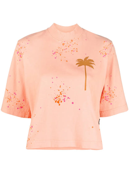 Pxp Palm Tree-Print Cropped T-Shirt