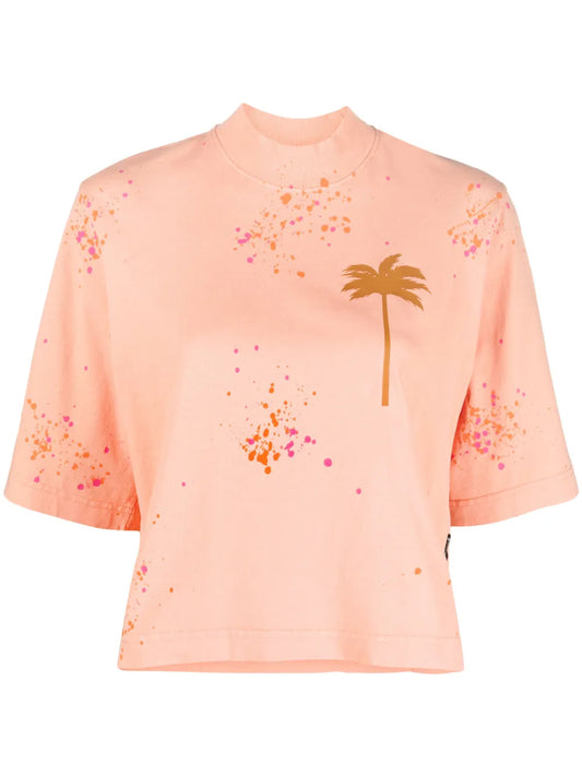Pxp Palm Tree-Print Cropped T-Shirt