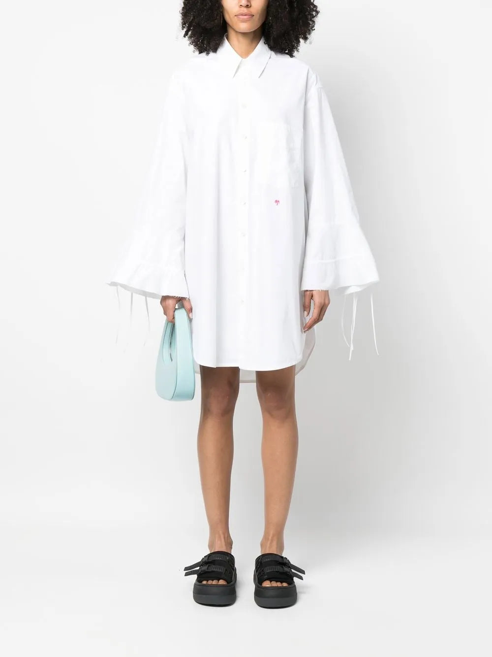 Flared-Sleeve Shirt Dress