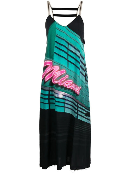 Miami Graphic-Print Midi Dress