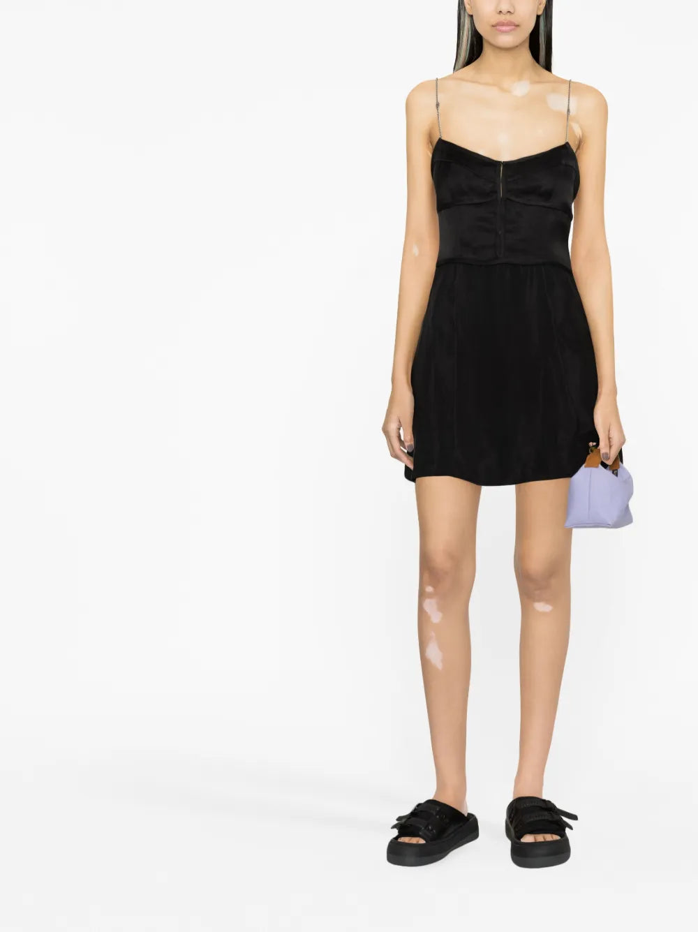 Chain-Straps Slip Minidress