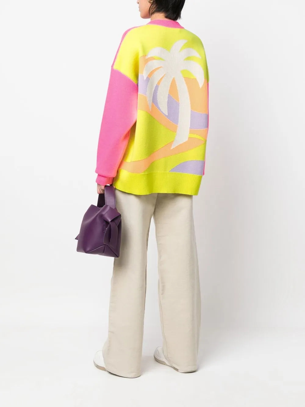 Palm-Tree Intarsia-Knit Jumper
