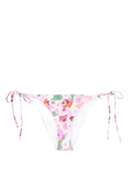 Floral-Print String Bikini Bottoms