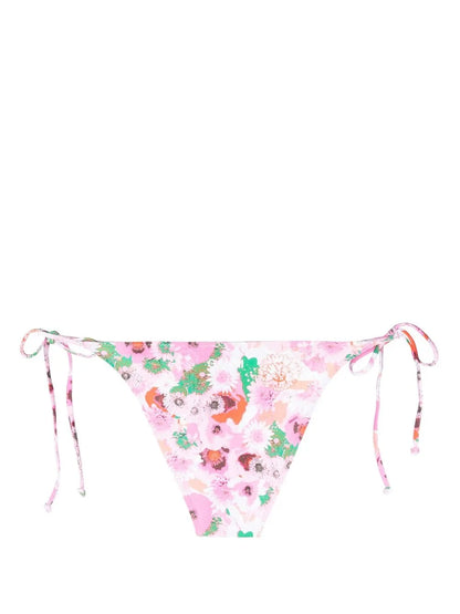 Floral-Print String Bikini Bottoms