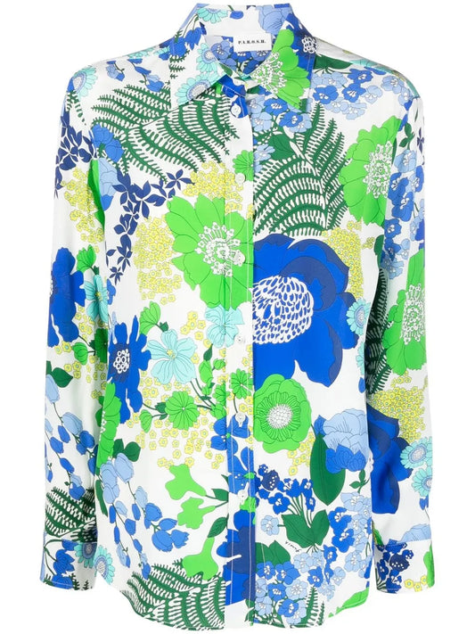 Floral-Print Silk Shirt