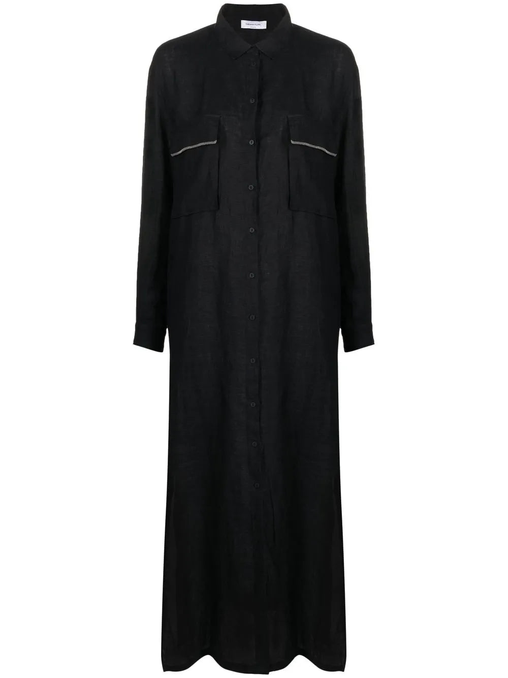Long-Sleeved Maxi Linen Shirtdress